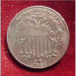 1882 Shield Nickel. VF. Dark.