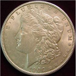 1900 P Morgan Silver Dollar. AU 50.