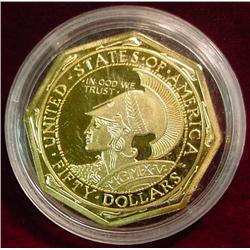 $50 Panama Pacific Octagonal Gold on Sterling