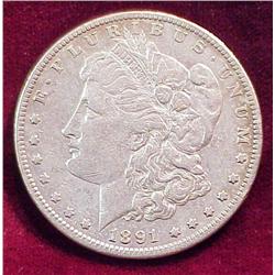 1891 S Morgan Silver Dollar. VF 20.