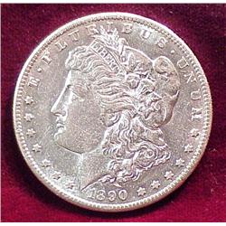 1890 S Morgan Silver Dollar. AU 50.