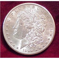 1890 S Morgan Silver Dollar. AU 50.