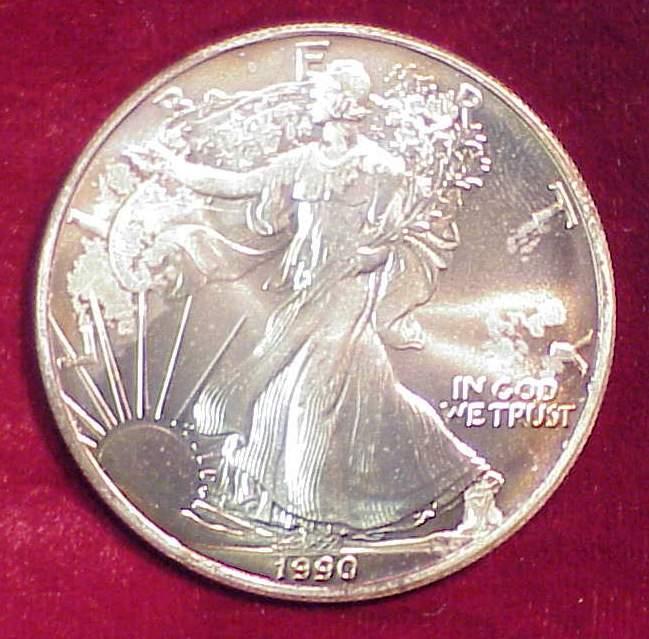 1990 1 Oz Fine Silver One Dollar Worth