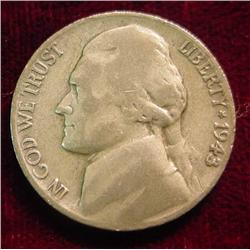 1943/2 Silver War Nickel. F.