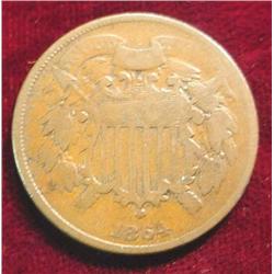 1864 2-Cent Piece, Scarce Small Motto Variety. VG.
