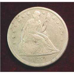 1859O Liberty Seated Dollar. VF. Scr. In Rev. Field.