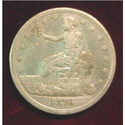 1876P US Trade Dollar. VF. Scr. In Obverse Field.