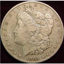 1904S Morgan Dollar. VF.