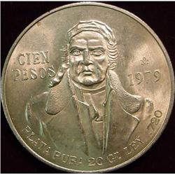 Mexico 1979 Silver 100-Pesos. BU.