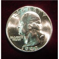 1942D Washington Quarter. Gem BU.