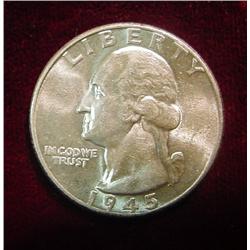1945P Washington Quarter. Gem BU.