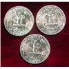 Image 2 : 1954P, 54D & 61P Washington Quarters. Gem BU.
