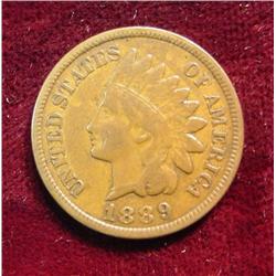 1889 Indian Head Cent . F.