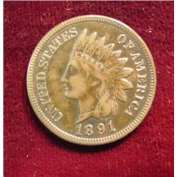 1891 Indian Head Cent . VF.