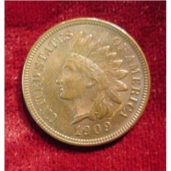 1909 Indian Head Cent. AU Brown.
