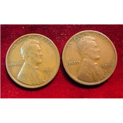1911P & 11D Lincoln Cents. VF.