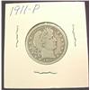 Image 1 : 1911P Barber Quarter. VG+. 