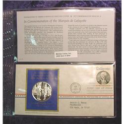 Lafayette's Support Sterling Silver 1st Day Cover.