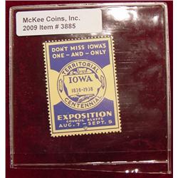 1838-1938 Iowa Territorial Centennial Expo. Stamp
