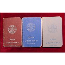 (3) Iowa Liquor Permit Booklets 1954-1961