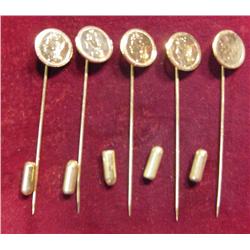 (5) Antique Pattern Gold Coin Stick Pin.