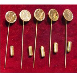 (5) Antique Pattern Gold Coin Stick Pin.