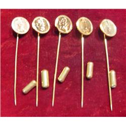 (5) Antique Pattern Gold Coin Stick Pin.