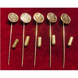(5) Antique Pattern Gold Coin Stick Pin.