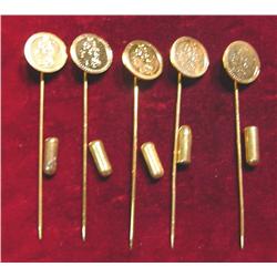 (5) Antique Pattern Gold Coin Stick Pin.