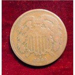 1864 U.S. Civil War Two Cent Piece. 