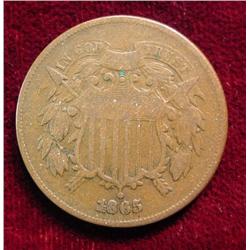 1865 U.S. Civil War Two Cent Piece. 