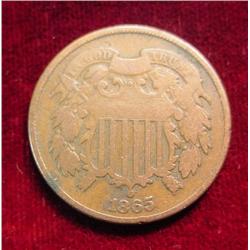 1865 U.S. Civil War Two Cent Piece. VG-8.