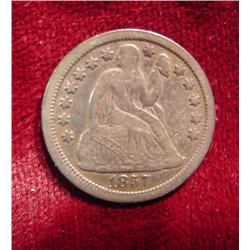 1857 P Seated Liberty Dime. F-12.