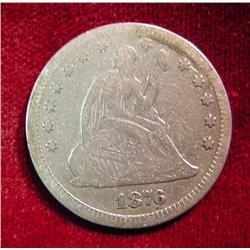1876 Seated Liberty Quarter. F-12.