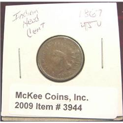 1867 Indian Head Cent. VG-8.
