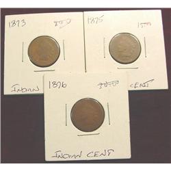 1873" 75 " & 76 Indian Head Cents. AG-3