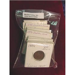 (17) 1881-1898 Indian Head Cents. Circulated.