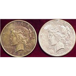 1926D & 1926S Peace Dollars VF-EF.
