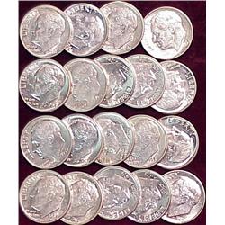 (19) High Grade EF-AU.  Roosevelt Dimes 1946-64.