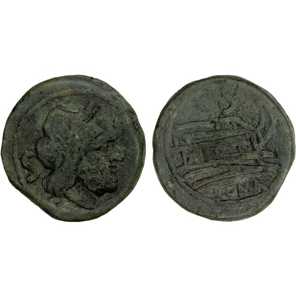 ROMAN REPUBLIC: Anonymous, AE semis (17.35g), Rome, after 211 BC, VF