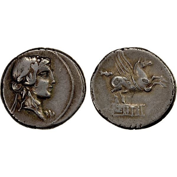ROMAN REPUBLIC: Q. Titius, AR denarius (3.73g), Rome, 90 BC, VF