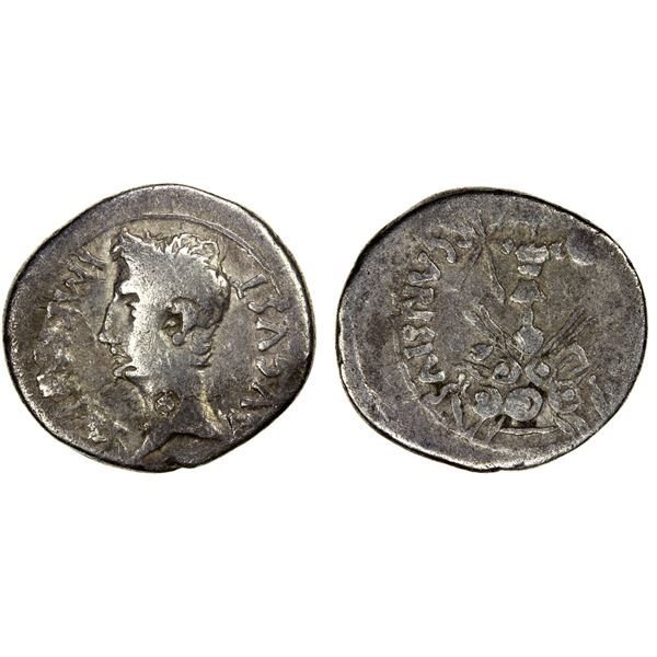 ROMAN EMPIRE: Augustus, 27 BC - 14 AD, AR denarius (3.6g), Emerita, 25-23 BC, Fine