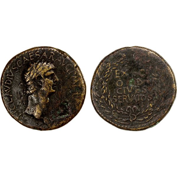 ROMAN EMPIRE: Claudius, 41-55 AD, AE sestertius (26.11g), Rome, 41-50 AD, VF