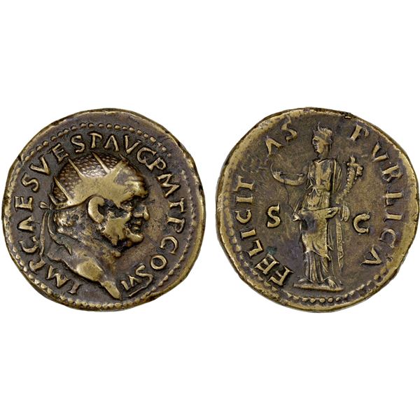 ROMAN EMPIRE: Vespasian, 69-79 AD, AE dupondius (13.19g), Rome, 75 AD, VF