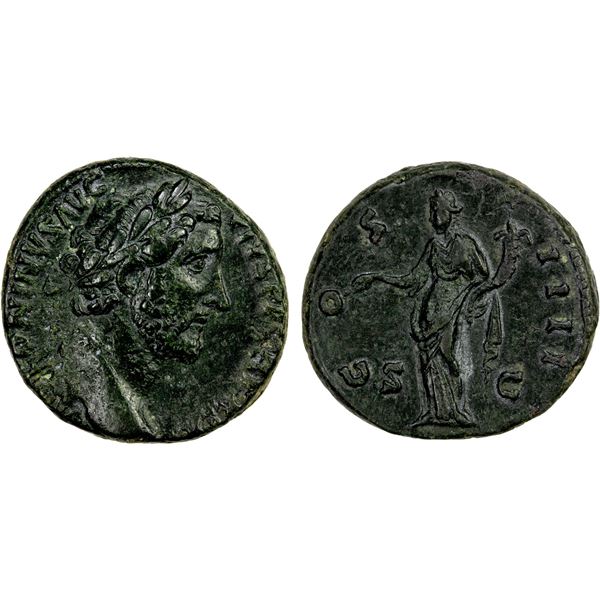 ROMAN EMPIRE: Antoninus Pius, 138-161 AD, AE as (11.8g), Rome, 155-156 AD, Choice VF