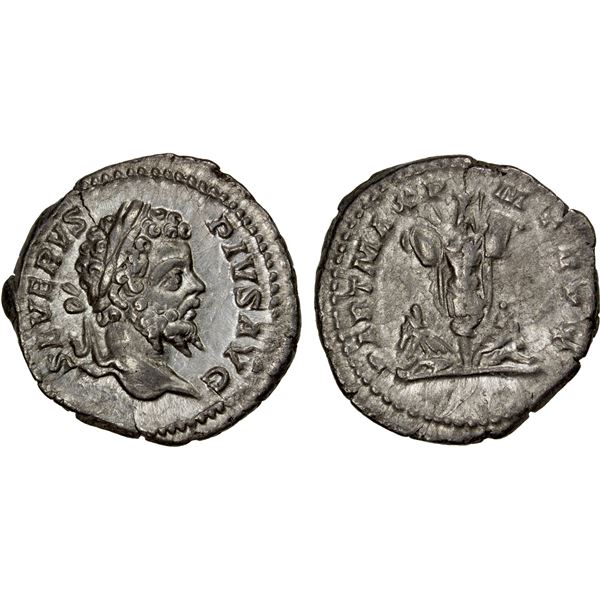 ROMAN EMPIRE: Septimius Severus, 193-211 AD, AR denarius (3.49g), Rome, 202 AD, VF-EF