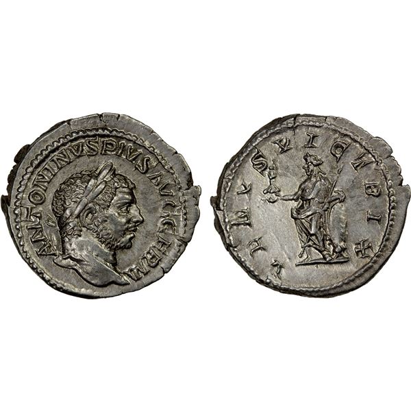 ROMAN EMPIRE: Caracalla, 198-217 AD, AR denarius (3.05g), Rome, 213-217 AD, EF-AU