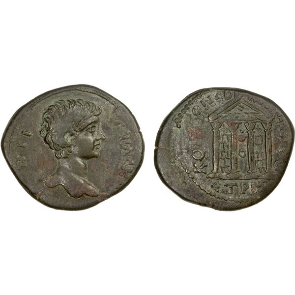 ROMAN PROVINCIAL: PONTOS: Neocaesarea, Geta, as caesar, 198-209 AD, AE30 (14.13g), CY 142 (206/7 AD)