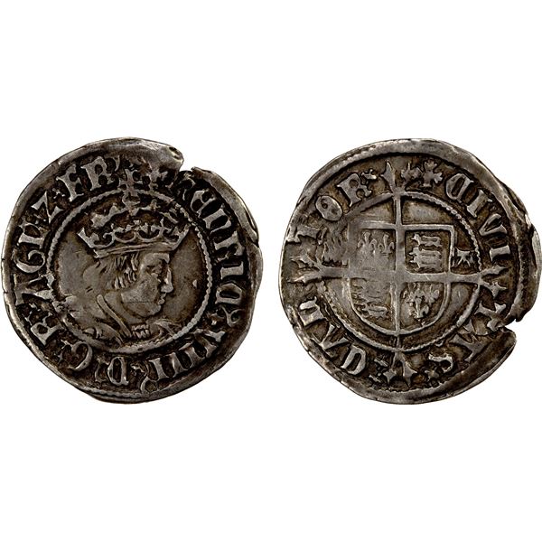 ENGLAND: Henry VIII, 1509-1547, AR halfgroat (1.37g), Cantebury, ND (1526-32), bold VF
