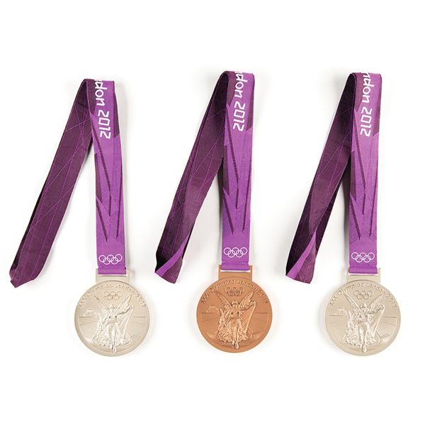 Ryan Lochte's London 2012 Summer Olympics (2) Silver Winner's Medals and (1) Bronze Winner's Medal